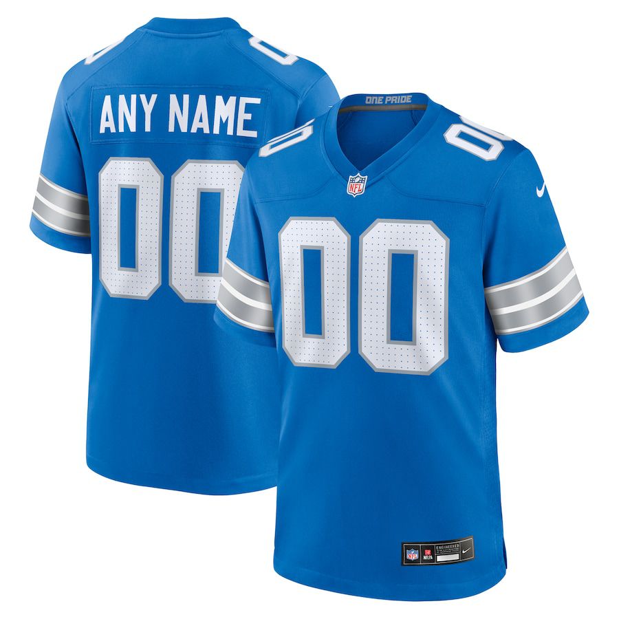 Men Detroit Lions Nike Blue Custom Game NFL Jersey